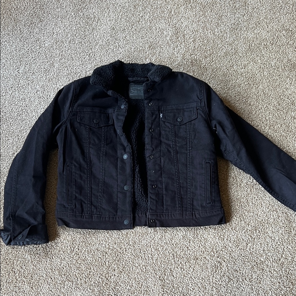Levi's Black Denim Jacket with Fleece Lining
